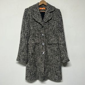 Cynthia Steffe Black & White Dimensional Tweed Dress Coat